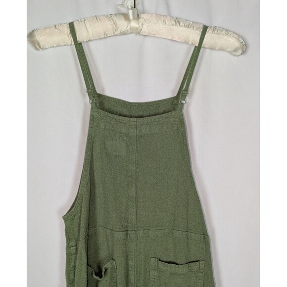 Cat & Jack Jumpsuit L 10 12 Girl's Green Linen Blend Spaghetti Strap Romper - Picture 6 of 8